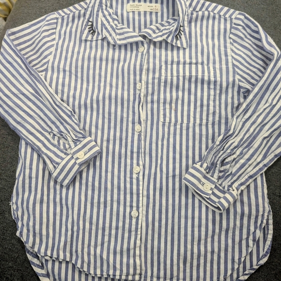 Zara Other - Zara Blue and White Striped Shirt with Embroidery